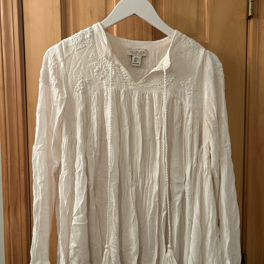 Rachel Zoe Cream Embroidered Blouse